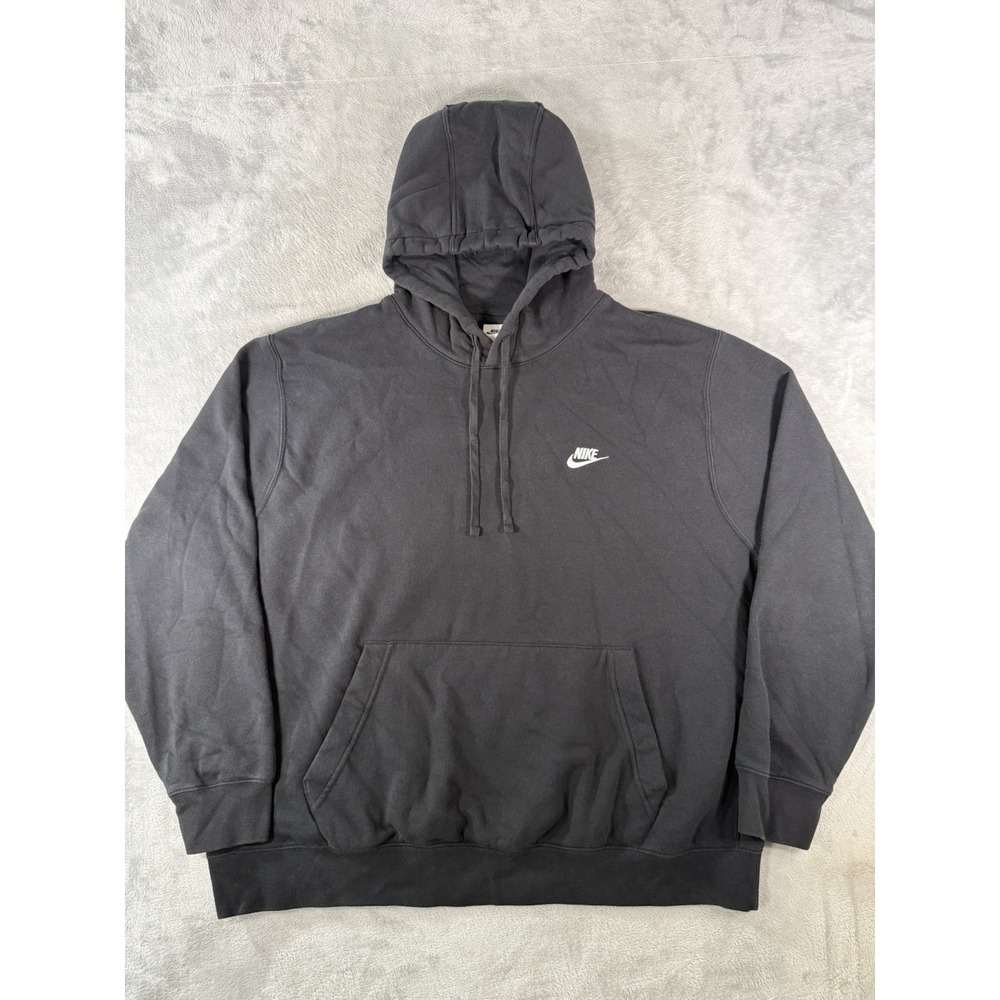 Nike Hoodie Mens 2XL Black Sportswear Club Fleece Pullover